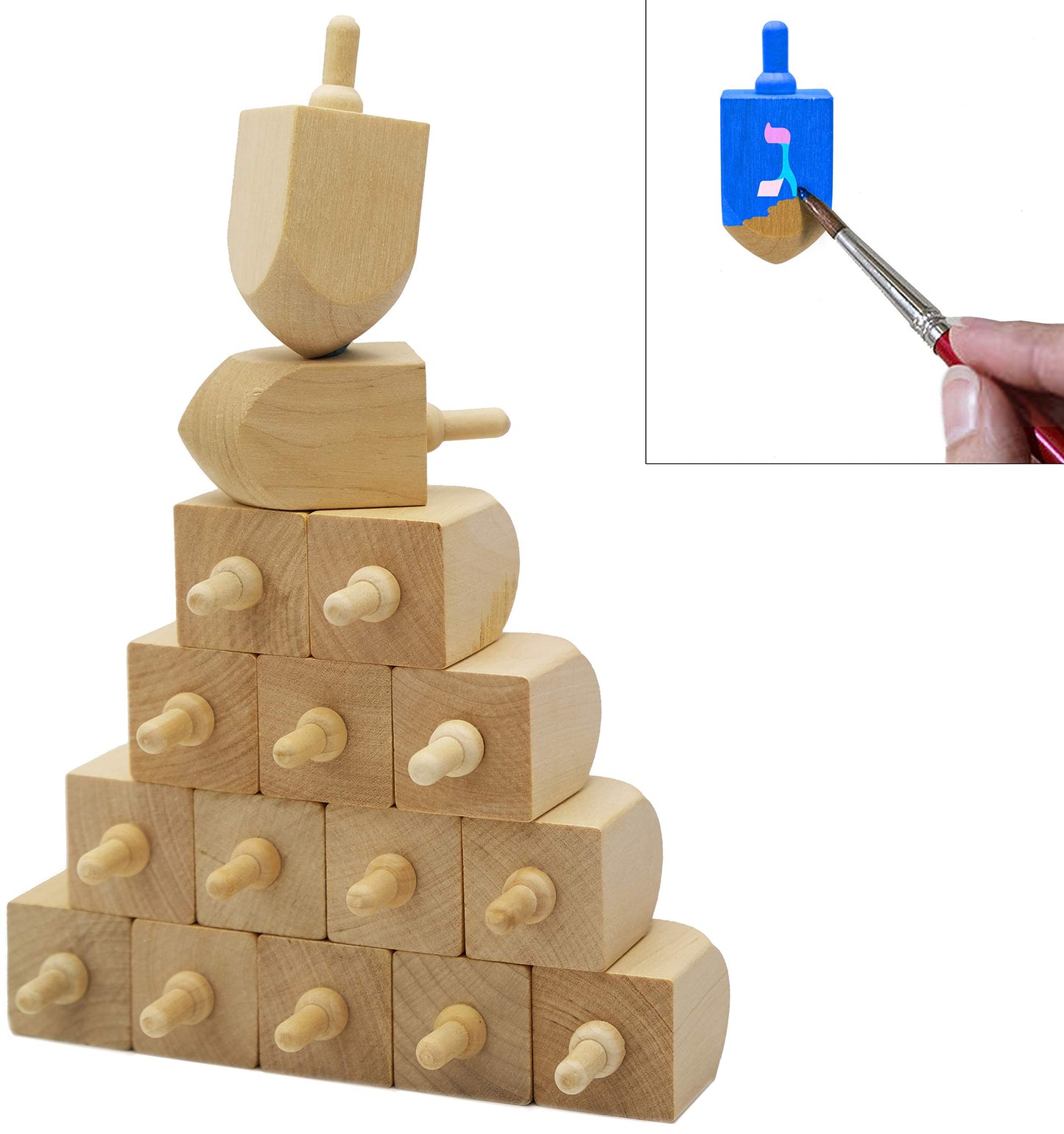 Wooden Dreidels 10-Pack for Hanukkah Celebrations