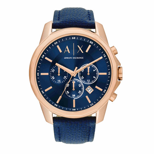 A｜X ARMANI EXCHANGE Men's Chronograph Stainless Steel and Leather Watch (Model: A|X1723)