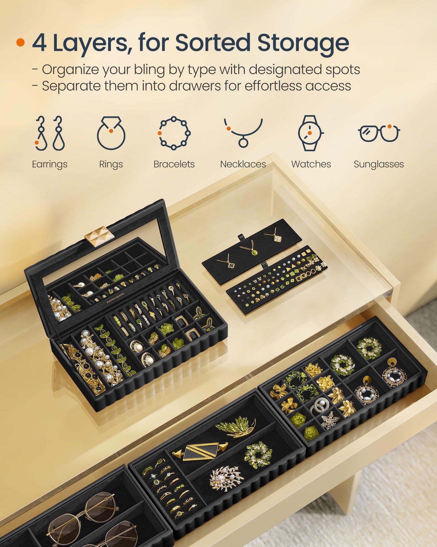 4-Tier Jewelry Box Organizer by SONGMICS HOME