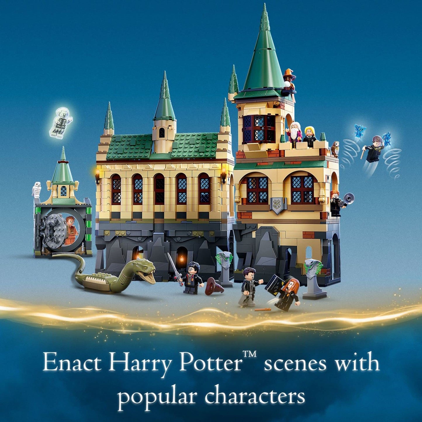 LEGO Harry Potter Hogwarts Chamber of Secrets 76389 Castle Toy with The Great Hall, 20th Anniversary Model Set with Collectible Golden Voldemort Minifigure and Glow-in-The-Dark Nearly Headless Nick