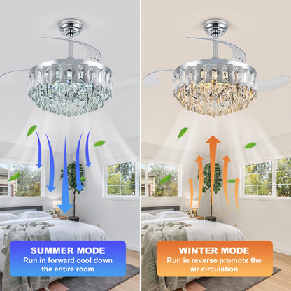 36in Retractable Ceiling Fan with Light