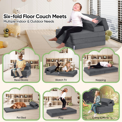 Kidirect 6-in-1 Kids Folding Sofa Bed