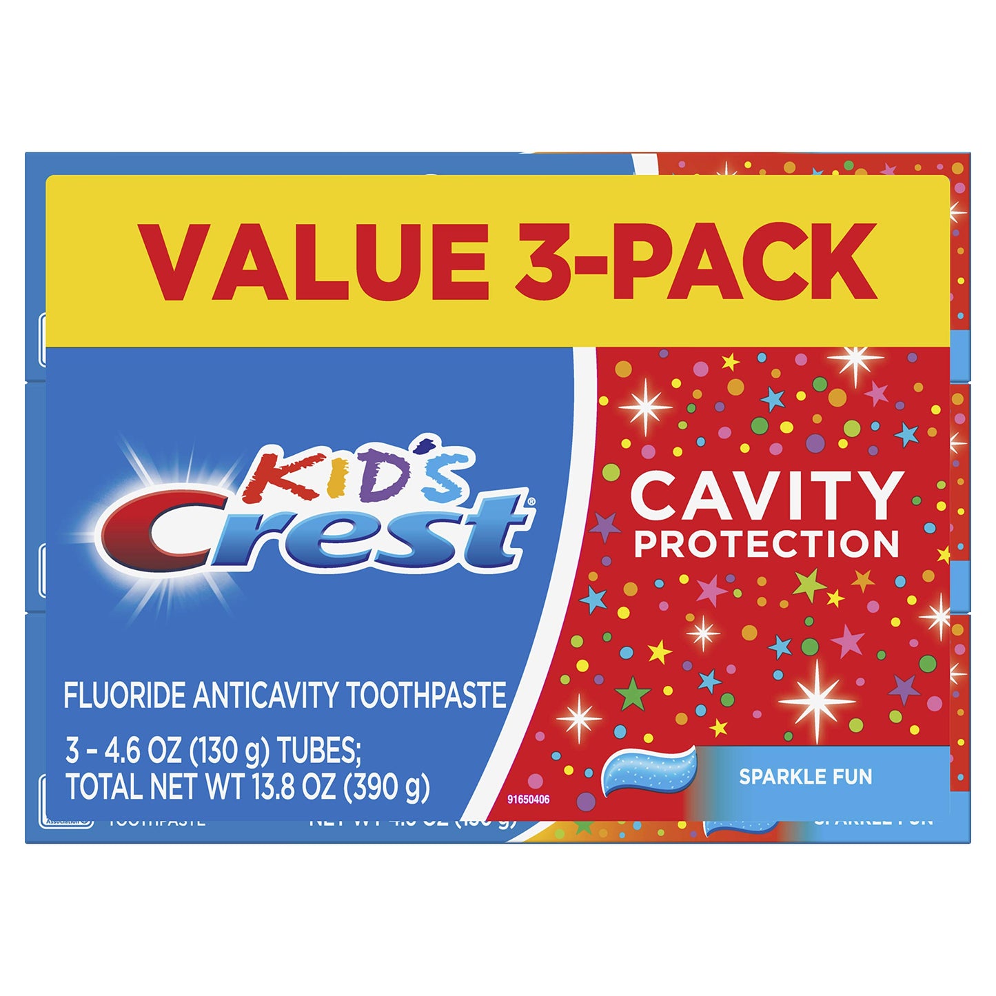 Crest Kid's Cavity Protection Toothpaste, Crest Kids Toothpaste, For Children And Toddlers 2+, Sparkle Fun, 4.6 Oz (Pack of 3), Toothpaste For Kids