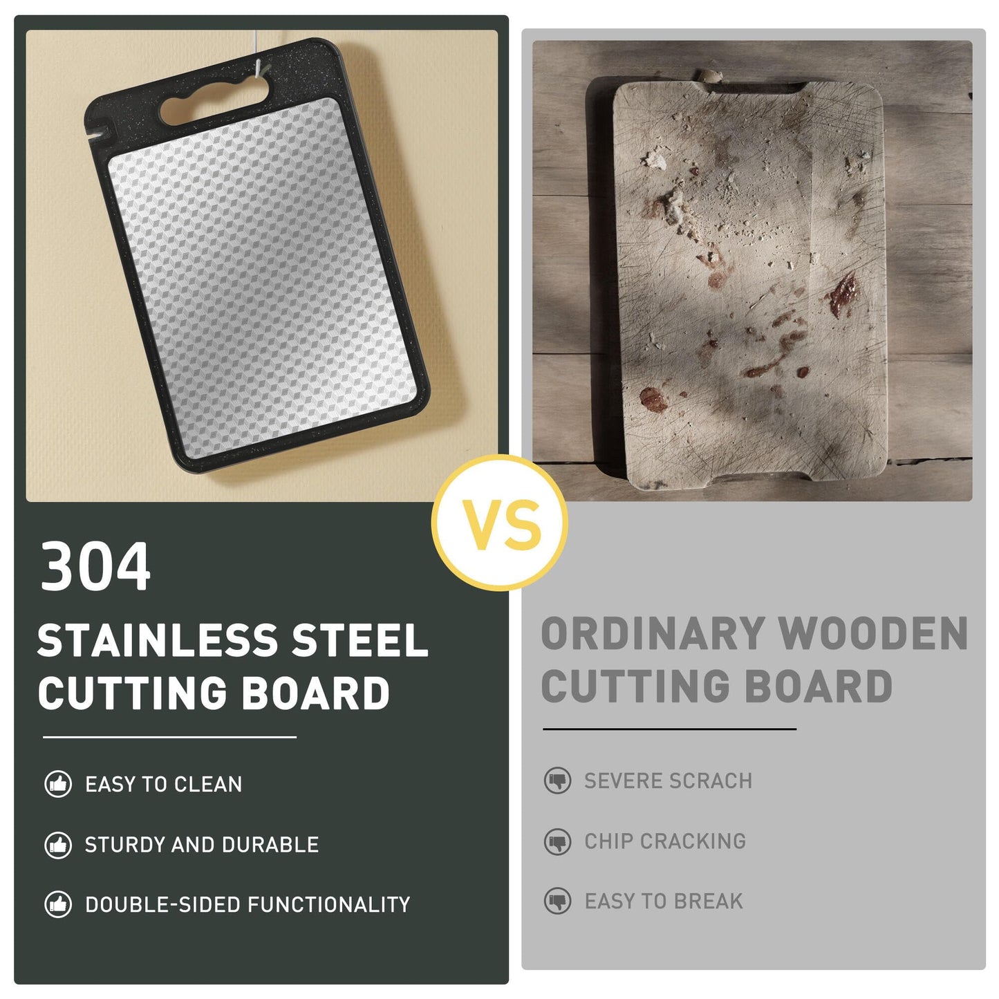 2 in 1 Stainless Steel Cutting Board with Handle