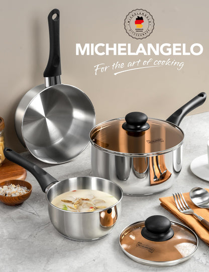 MICHELANGELO 3-Piece Stainless Steel Saucepan Set