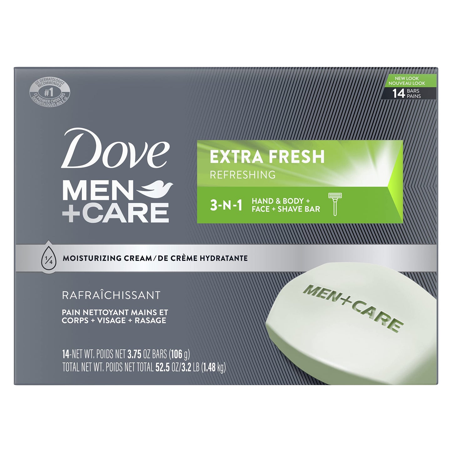 DOVE MEN + CARE 3-in-1 Cleanser Bar, 14 Count