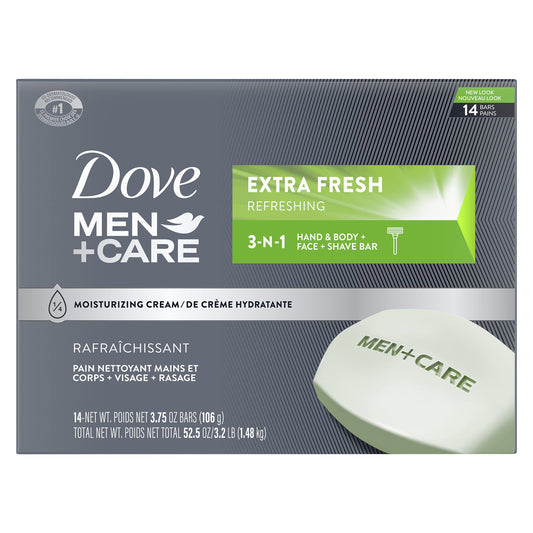 DOVE MEN + CARE 3-in-1 Cleanser Bar, 14 Count