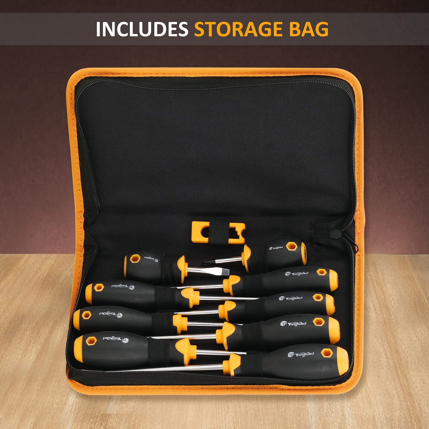 YF YoungFulTool 10 Piece Magnetic Screwdriver Set Include Slotted Phillip Torx Tips Stubby Screwdrivers for Confined Space Magnetizer Demagnetizer with Screwdriver Pouch Men Tools