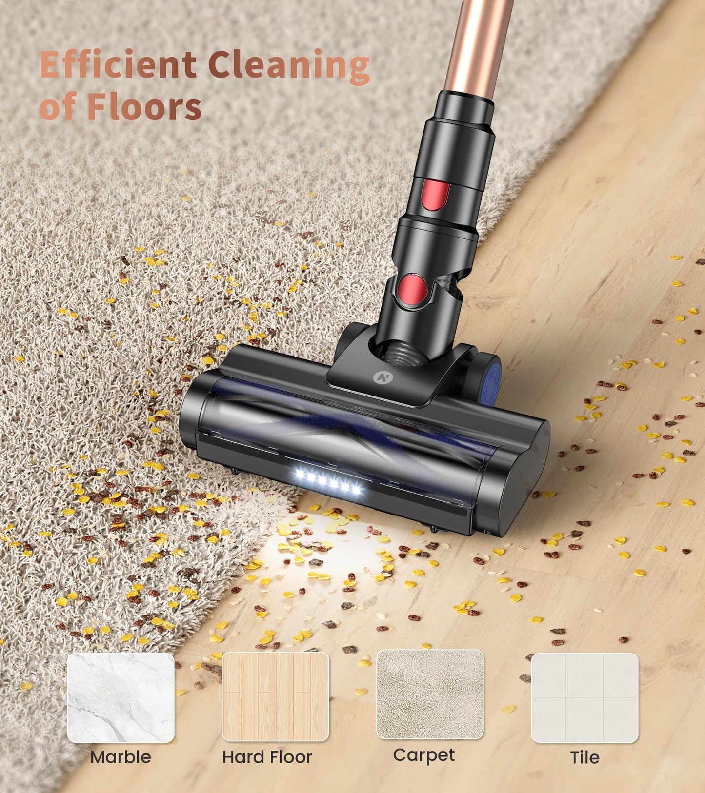 NADALY Cordless Vacuum Cleaner with 45min Runtime