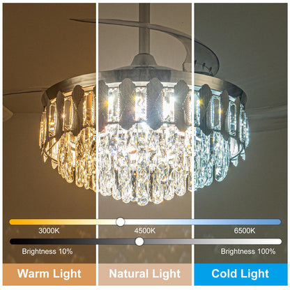 36in Retractable Ceiling Fan with Light