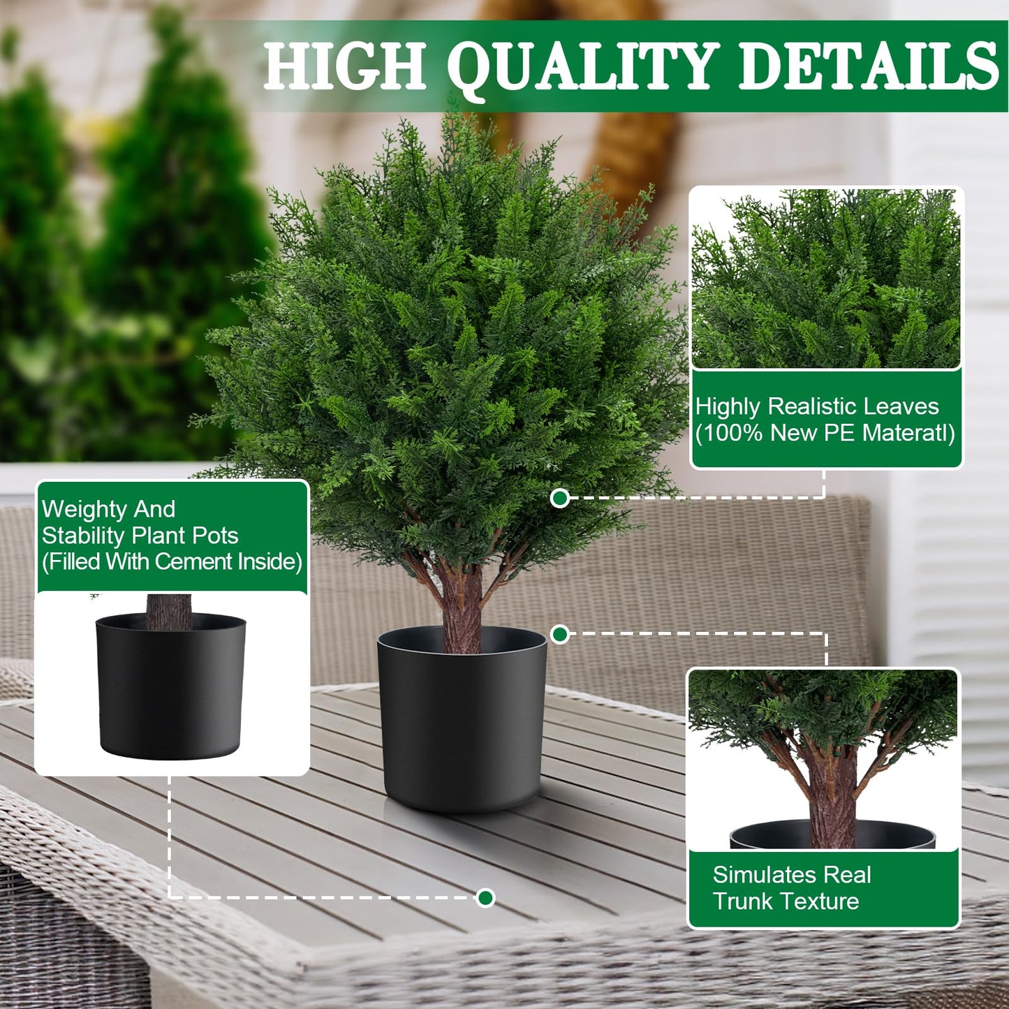 Set of 2 Faux Potted Topiary Trees