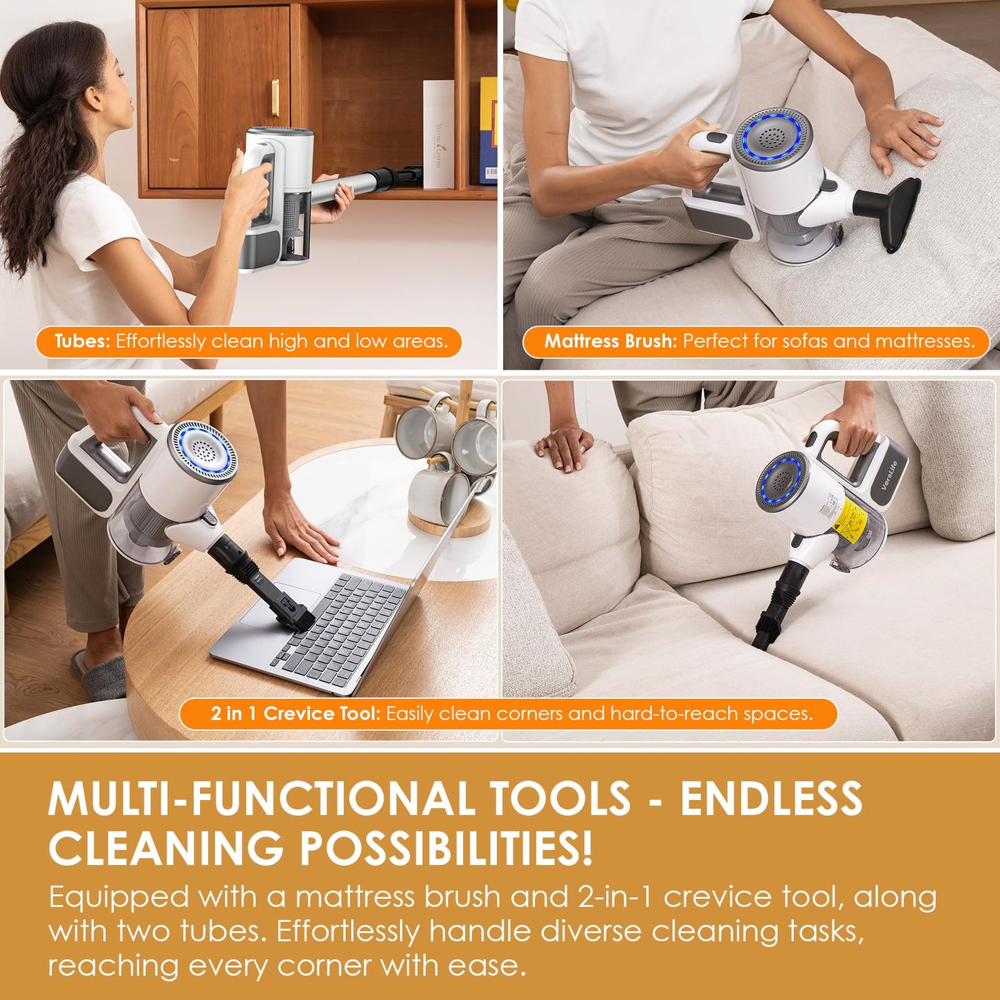VersLife Cordless Stick Vacuum Cleaner for Home