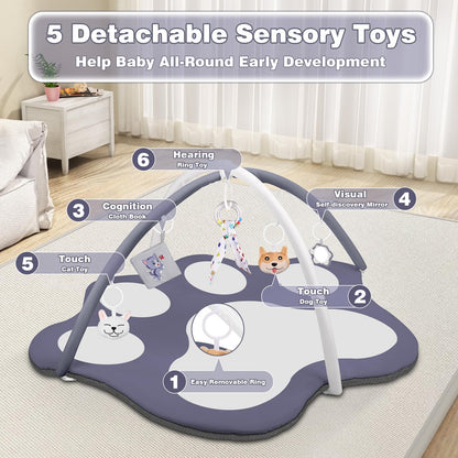 Oversized Cat-Shaped Baby Play Mat with Toys