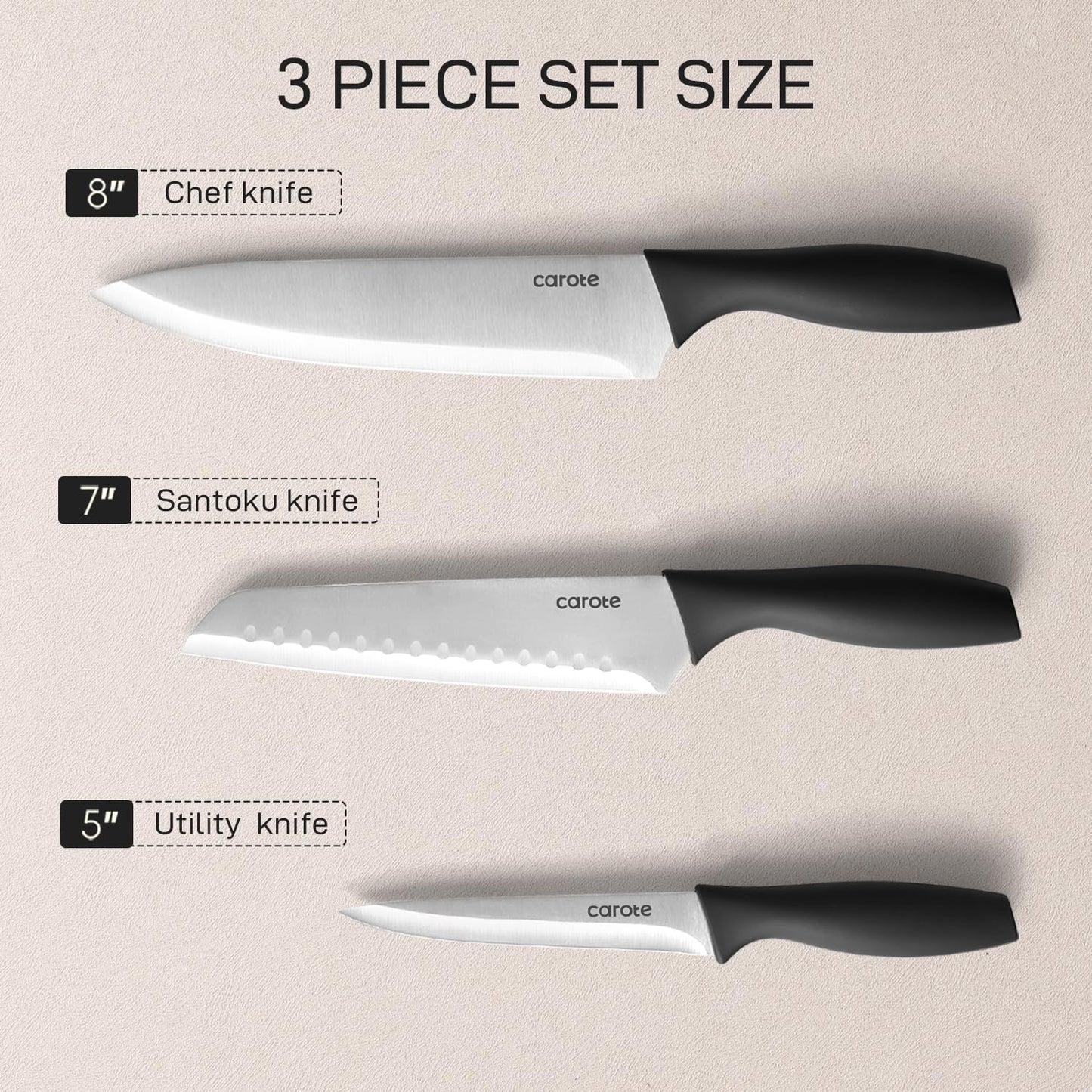 6-Piece CAROTE Stainless Steel Knife Set