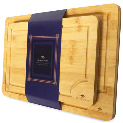 Bamboo Cutting Boards Set with Juice Groove