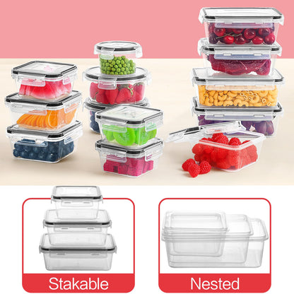 Skroam 36 Pack Food Storage Containers (18 Airtight Kitchen Storage & 18 Lids), Plastic BPA-Free Meal Prep Container for Pantry Organizers and Storage with Free Labels & Marker