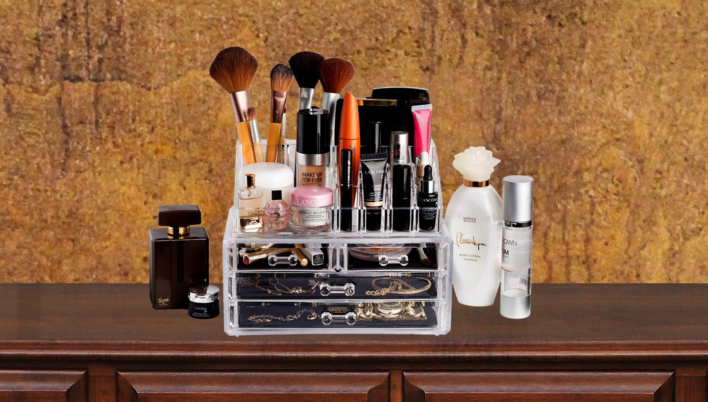 Masirs 16-Compartment Makeup Organizer with Drawers