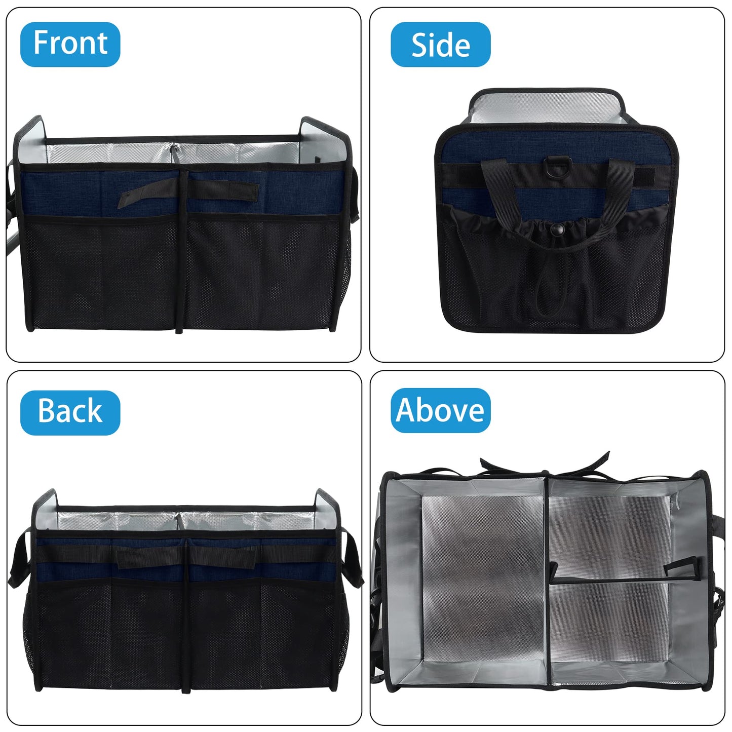 WOMACO Grill BBQ Caddy with Cooler Bag and Paper Towel Holder, Picnic Organizer for Utensil, Plate, Condiment, Griddle Caddy for Outdoor, Camper, Travel, Car, RV Must Haves (Dark Blue)