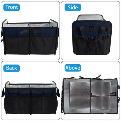 WOMACO Grill BBQ Caddy with Cooler Bag and Paper Towel Holder, Picnic Organizer for Utensil, Plate, Condiment, Griddle Caddy for Outdoor, Camper, Travel, Car, RV Must Haves (Dark Blue)