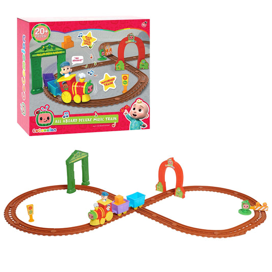 CoComelon All Aboard Musical Train with Bonus Pieces, 24-pieces, Plays “The Train Song", Kids Toys for Ages 18 Month by Just Play,Multicolor