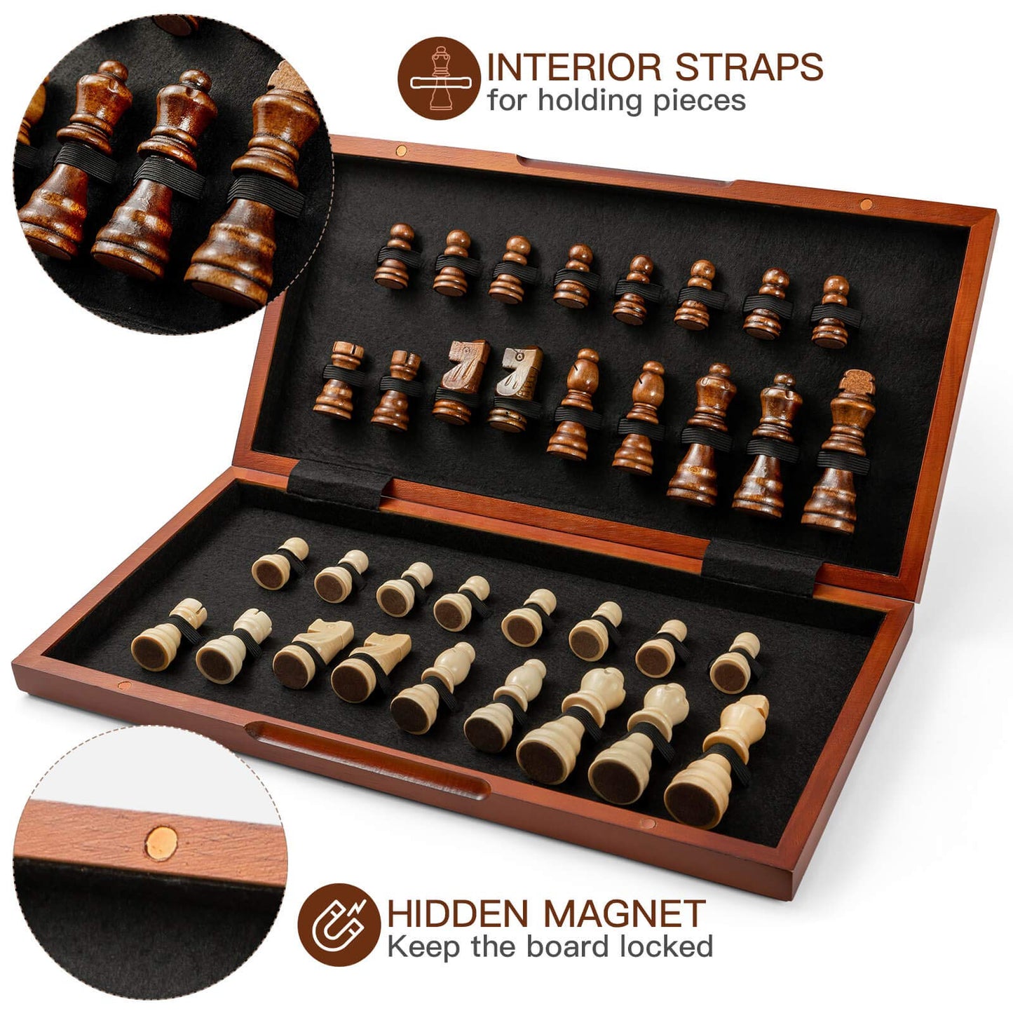 FanVince Wooden Chess Set with Storage Bags