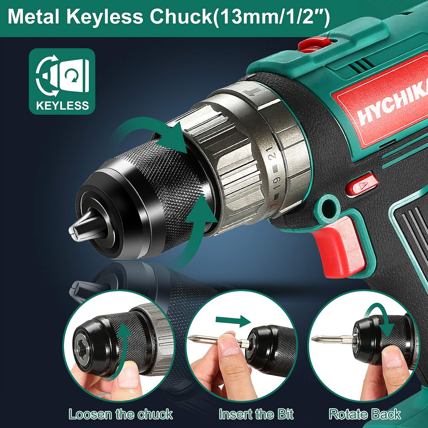 18V Cordless Hammer Drill With Bit Set