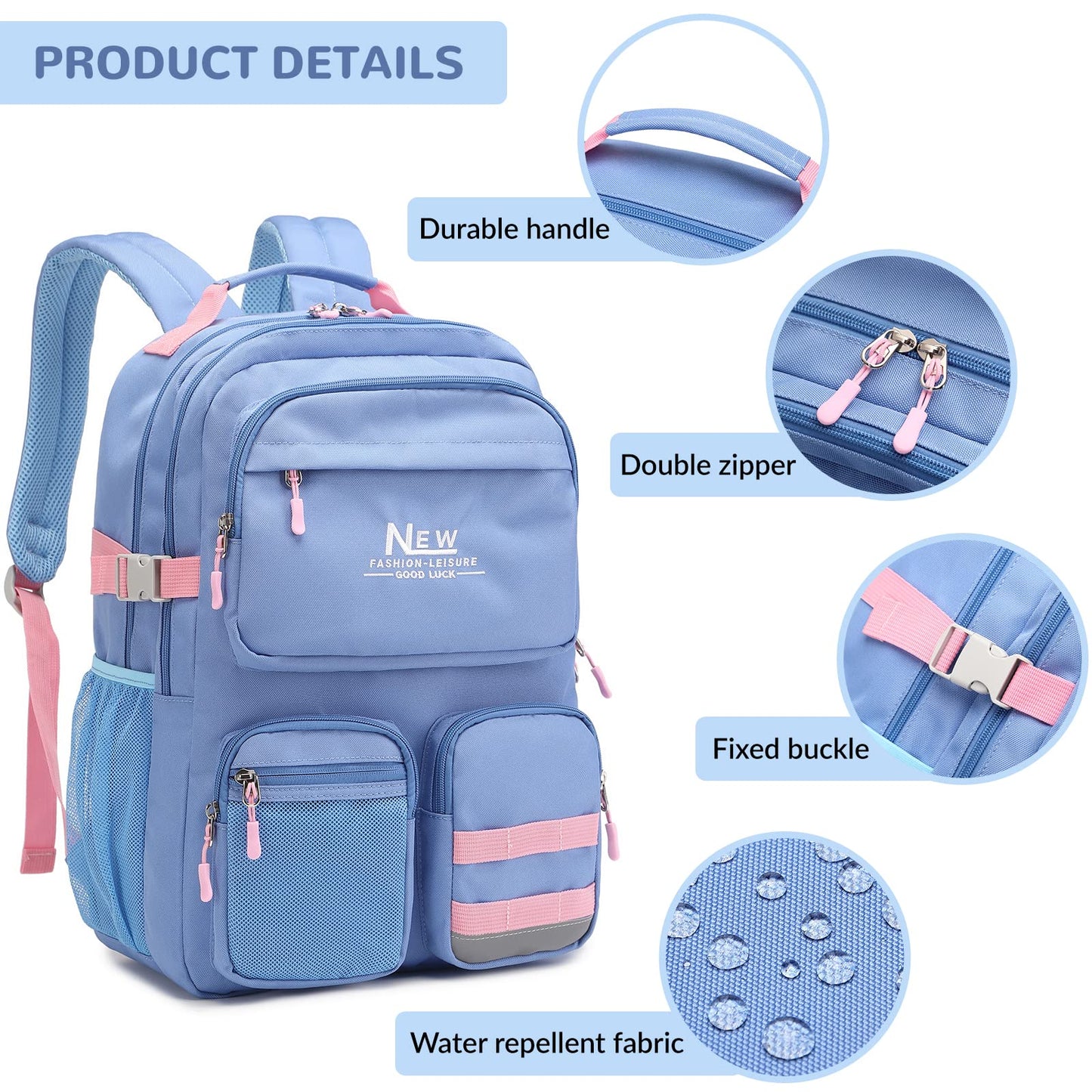 Water Resistant Backpack for Students, 15.6" Laptop