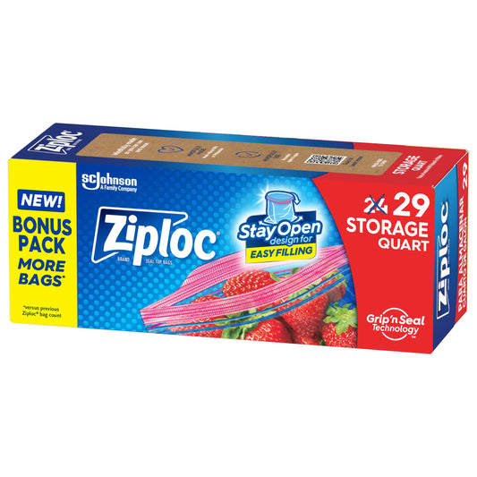 Ziploc Quart Food Storage Bags, 29 Count