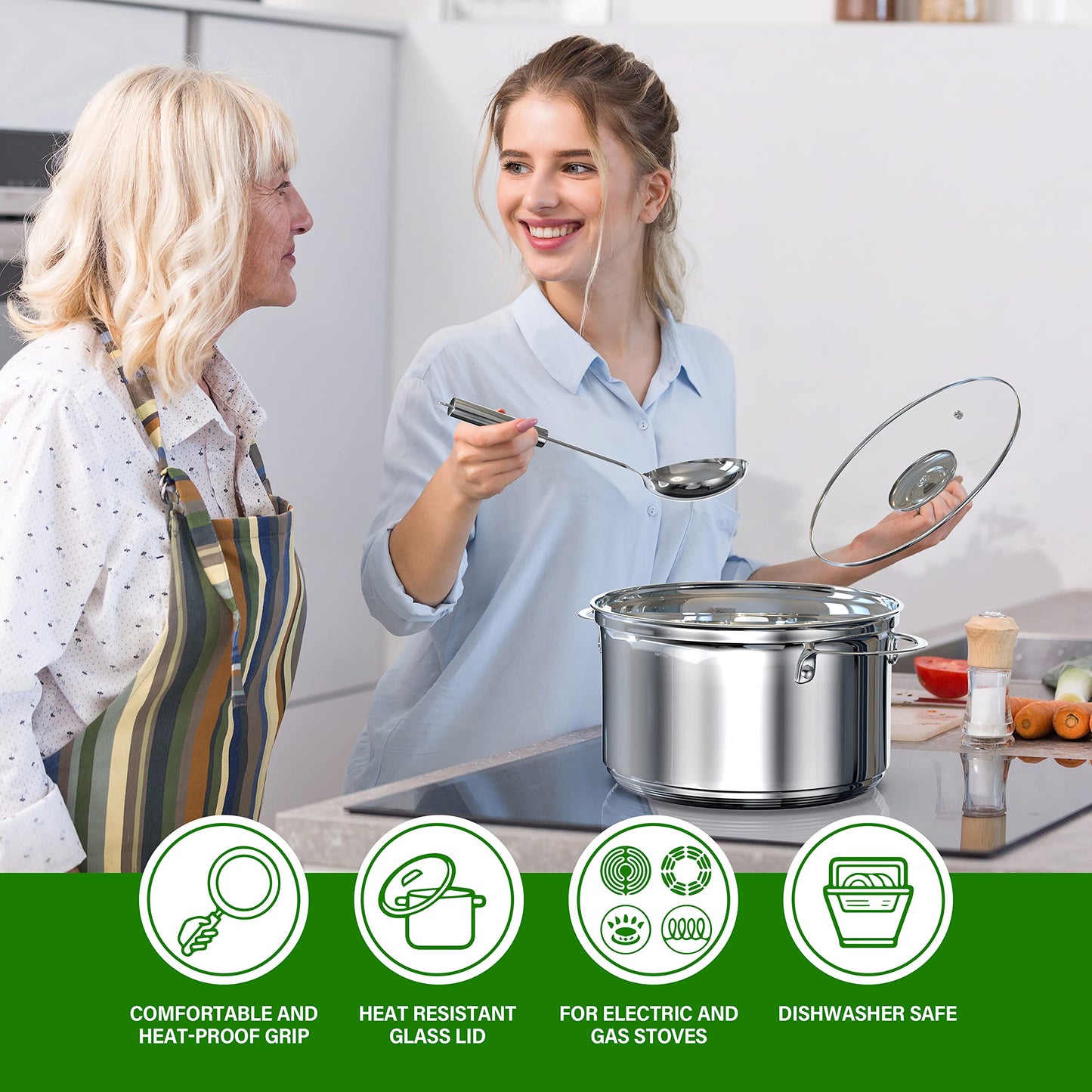 18-Piece Stainless Steel Cookware Set with Utensils