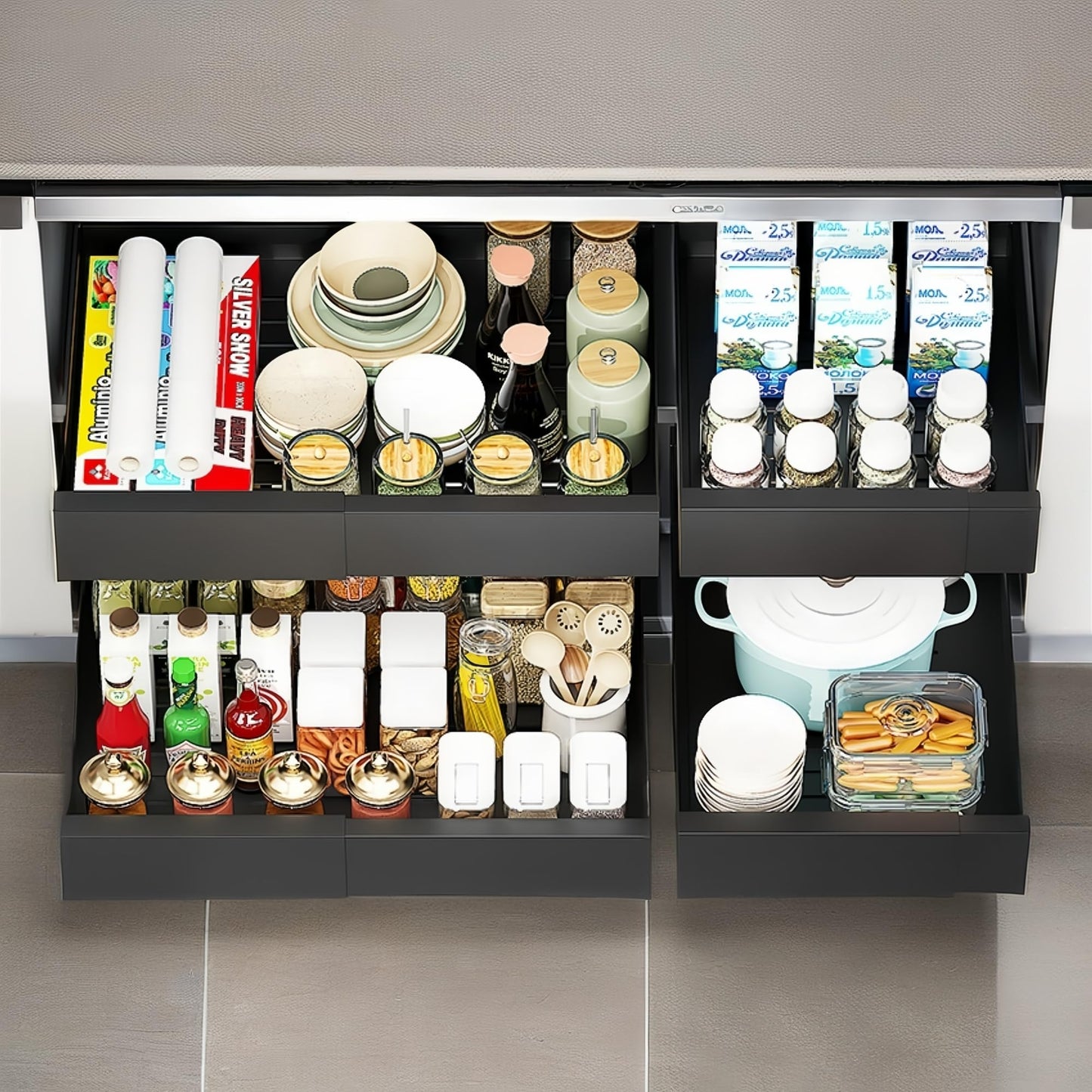 Expandable Slide-Out Cabinet Organizer for Kitchen