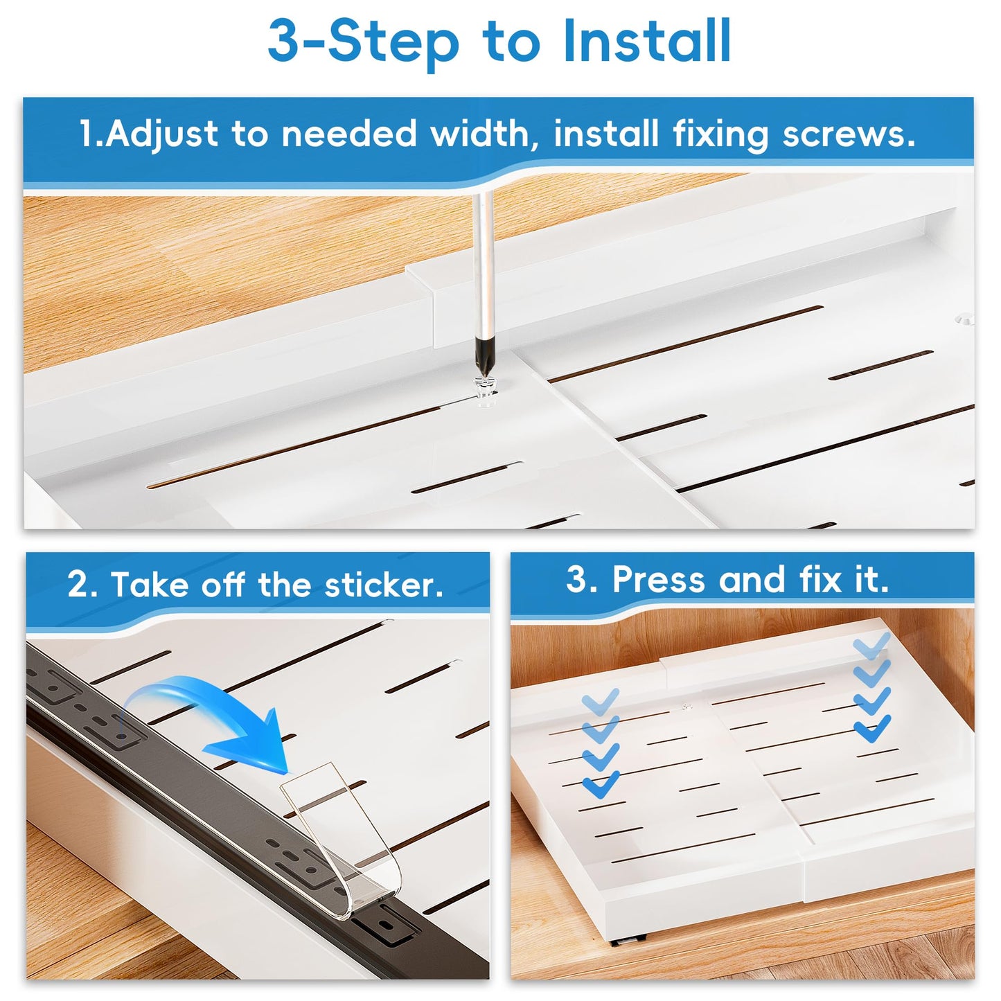 Expandable Pull-Out Cabinet Organizer with Adjustable Drawers