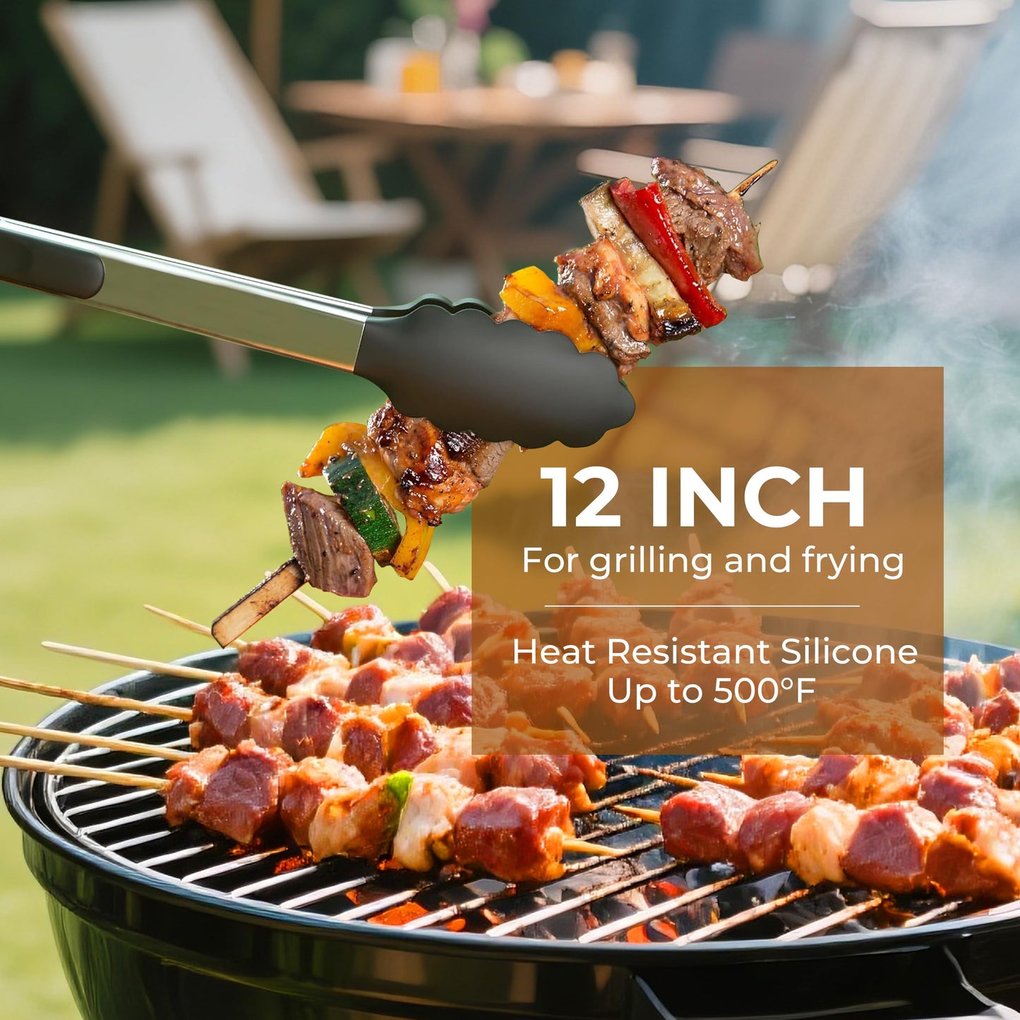 2 Pack Stainless Steel Silicone Food Tongs Set