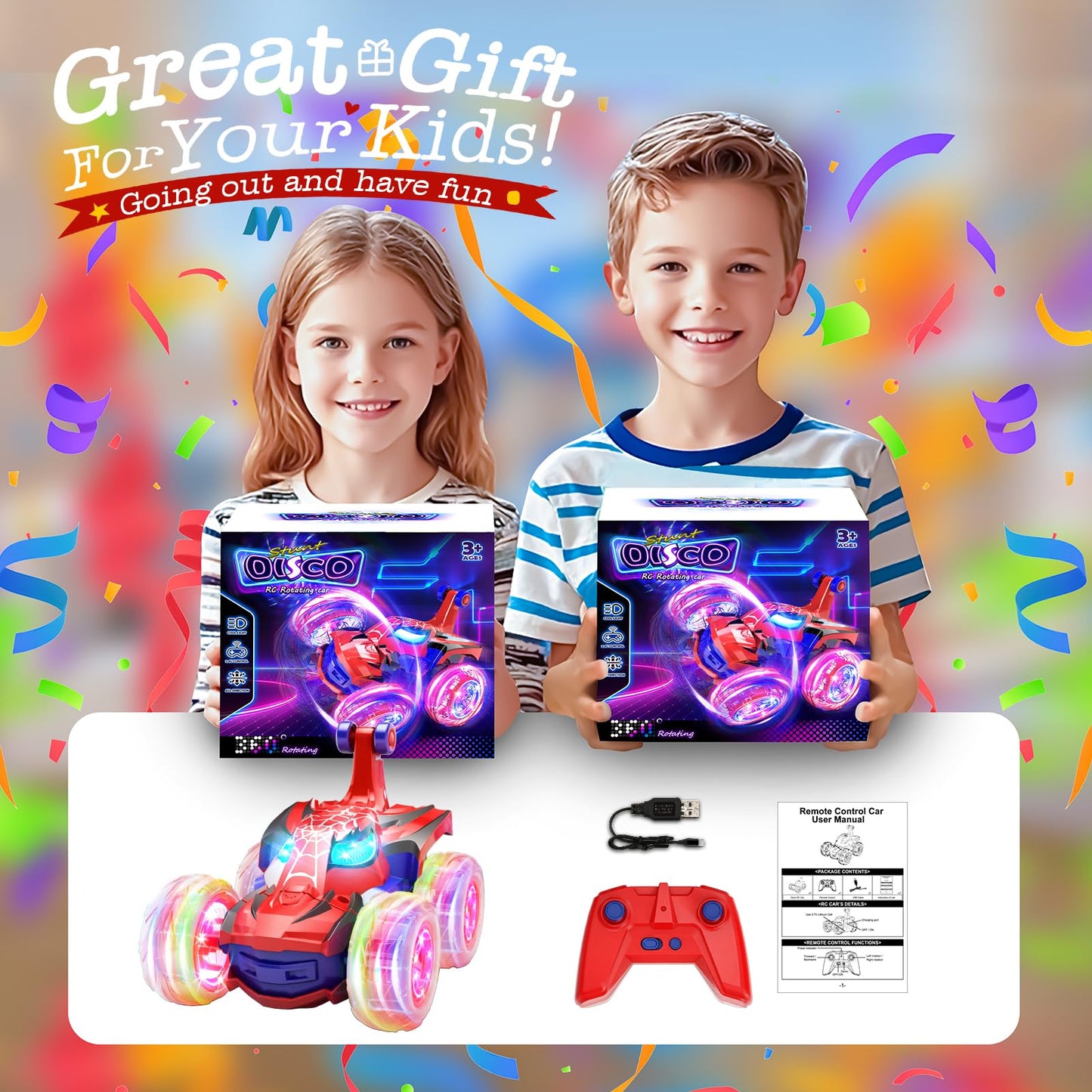 MIXSHAKE 4WD Remote Control Stunt Car with Lights