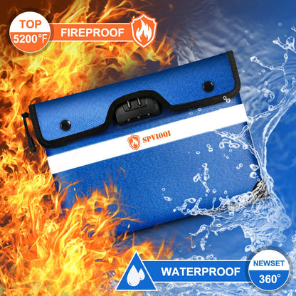 Upgraded 5200°F Fireproof Money Bag with Lock, Fireproof Bag with Zipper/Reflective Strip, 9 Layers of Heat Insulated Materials, Fire Proof Money Bag for Cash, A5 Documents, Water Resistant Safe Bag