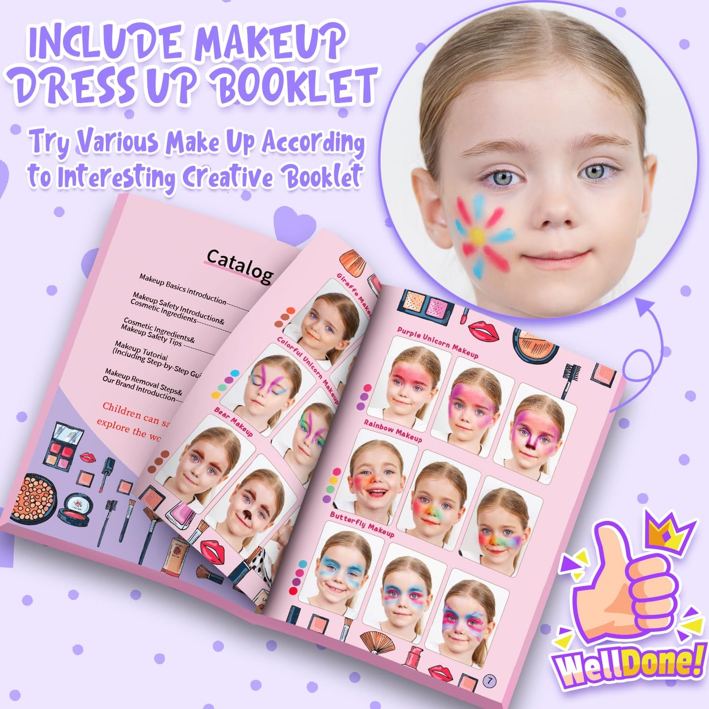 Kids Washable Makeup Set for Girls Ages 3-12