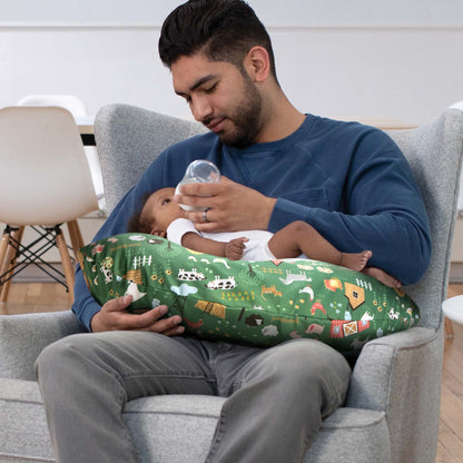 Boppy Nursing Pillow Original Support, Green Farm, Ergonomic Nursing Essentials for Bottle and Breastfeeding, Firm Fiber Fill, with Removable Nursing Pillow Cover, Machine Washable