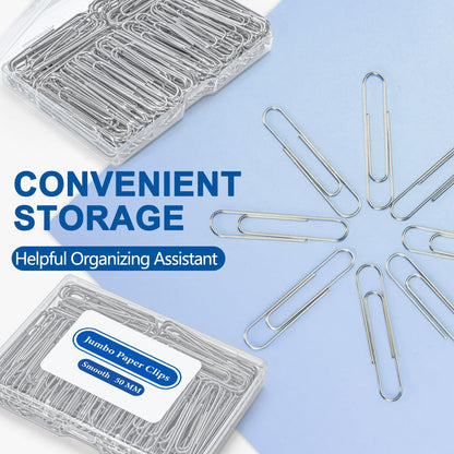 100 Pack Jumbo Paper Clips - Heavy Duty Silver