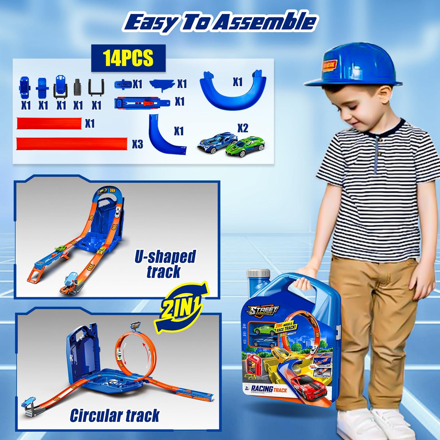 Race Track Toy Car Set with Storage Box