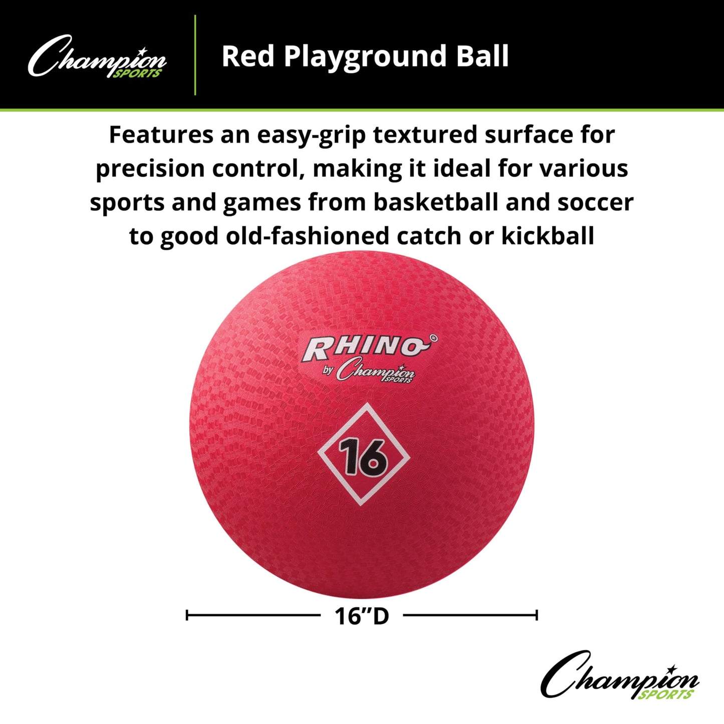 Champion Sports 16-Inch Red Playground Ball