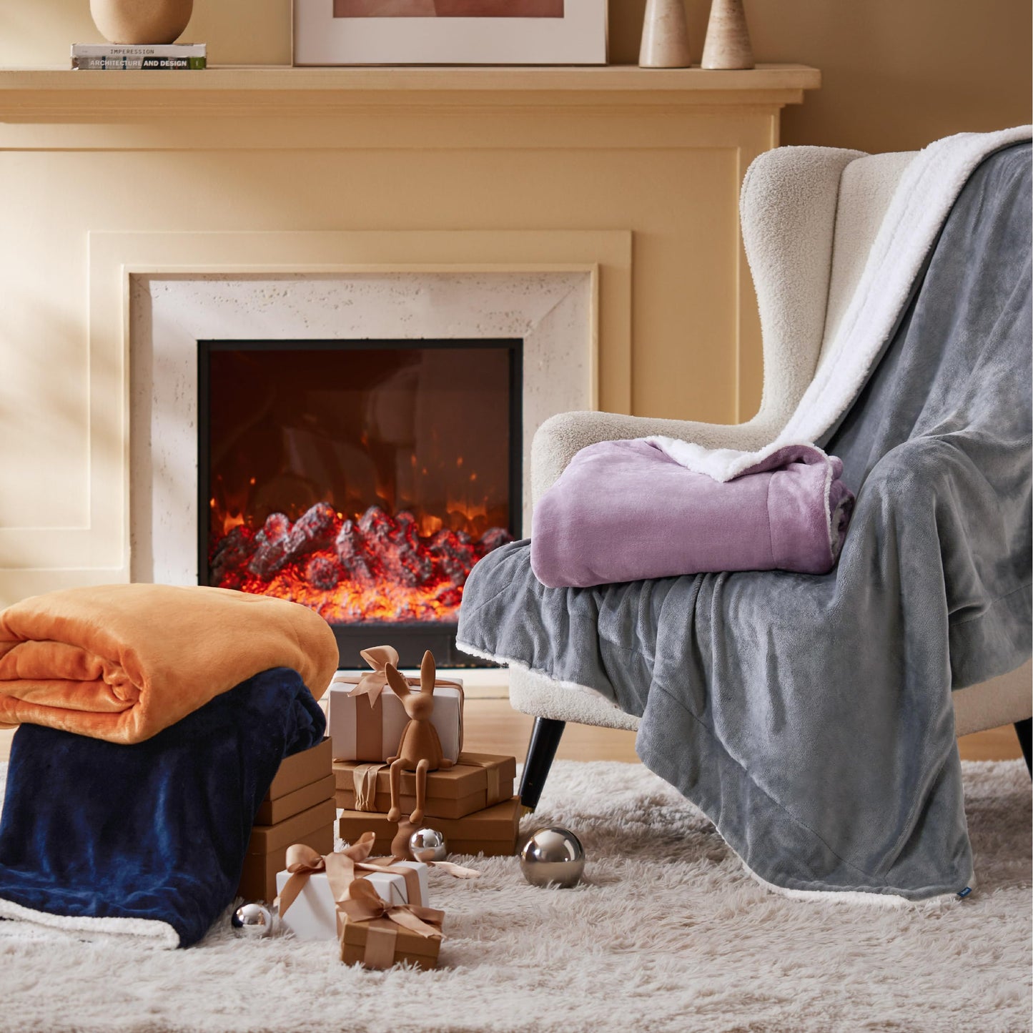 Bedsure Sherpa Fleece Throw Blanket, Grey, 50x60