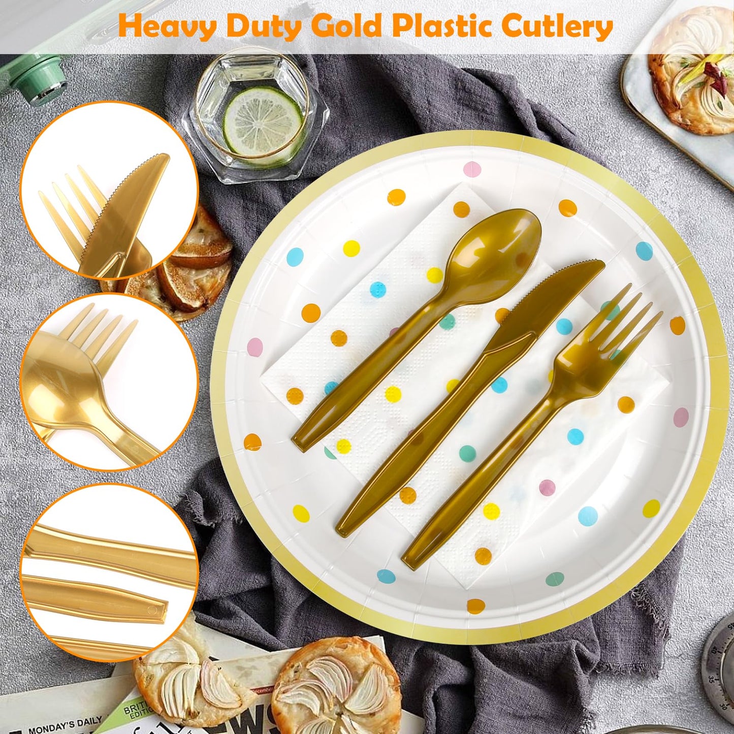 350PCS Colorful Disposable Plates and Cups Set