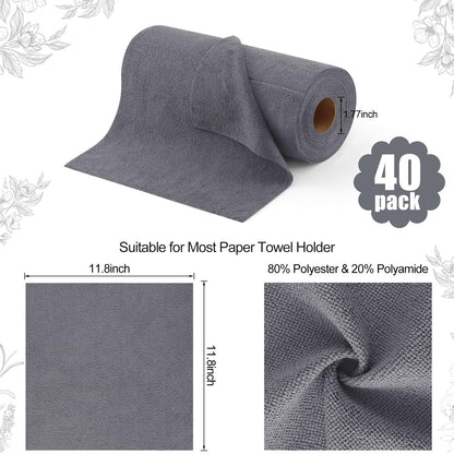 Microfiber Cleaning Cloth Roll, 40 Pack, Lint Free