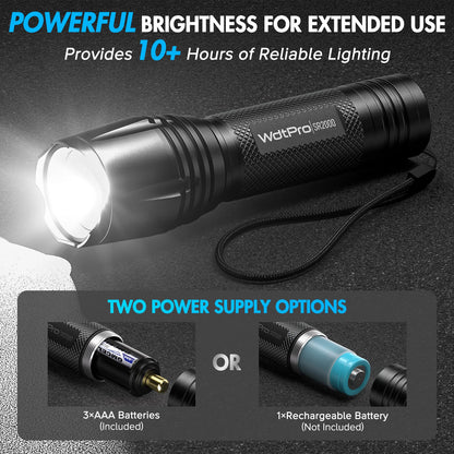 WdtPro LED Flashlight High Lumens SR2000 Pro