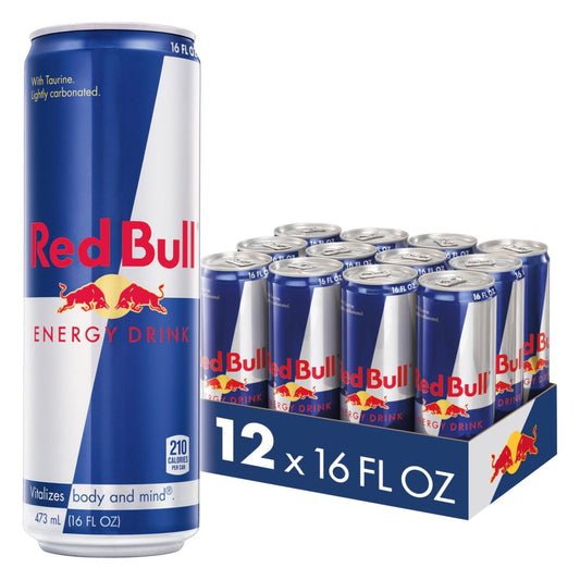 12 Pack Red Bull Energy Drink with Caffeine, 16 Fl Oz