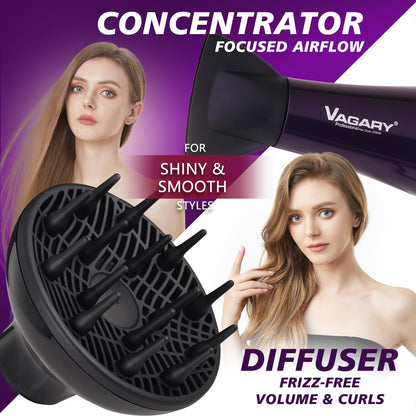 VAGARY 2200W Ionic Hair Dryer with Diffuser