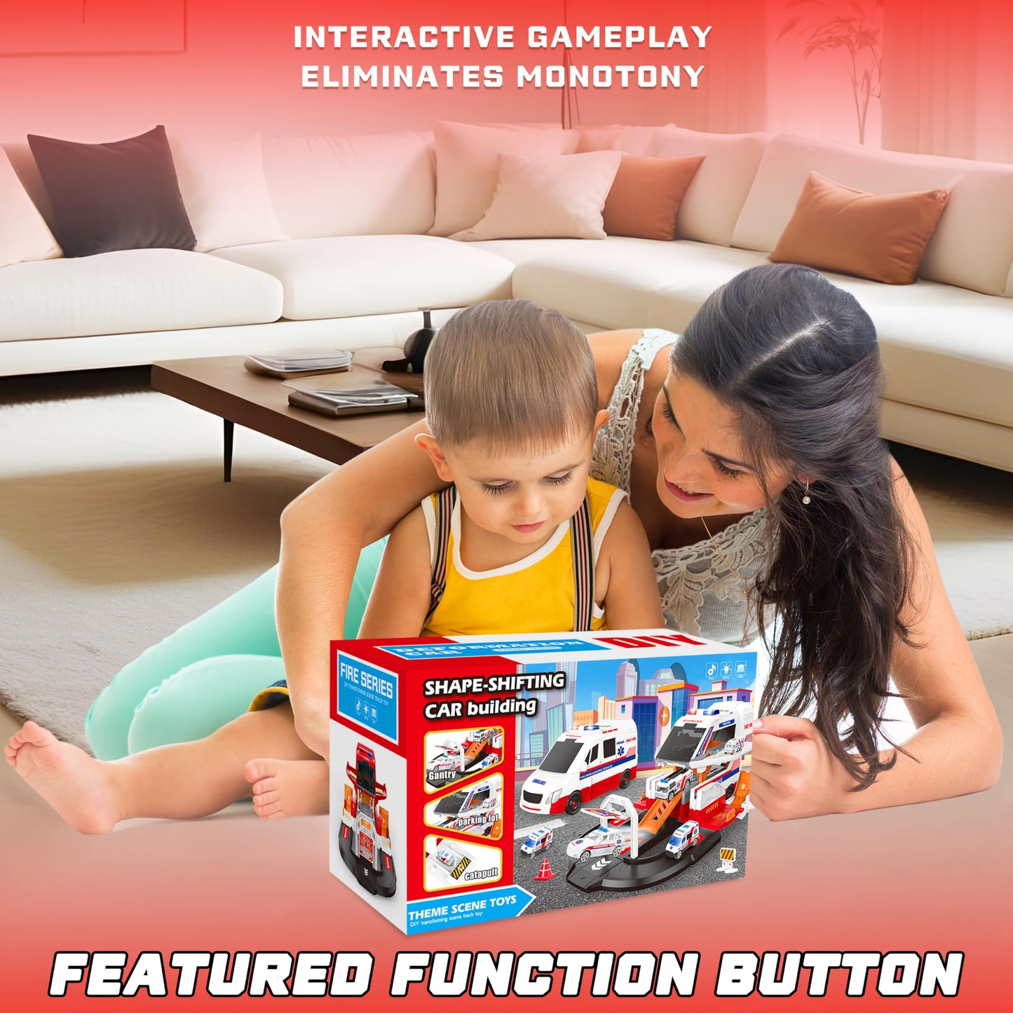 Fire Truck Toy Set with 4 Alloy Trucks