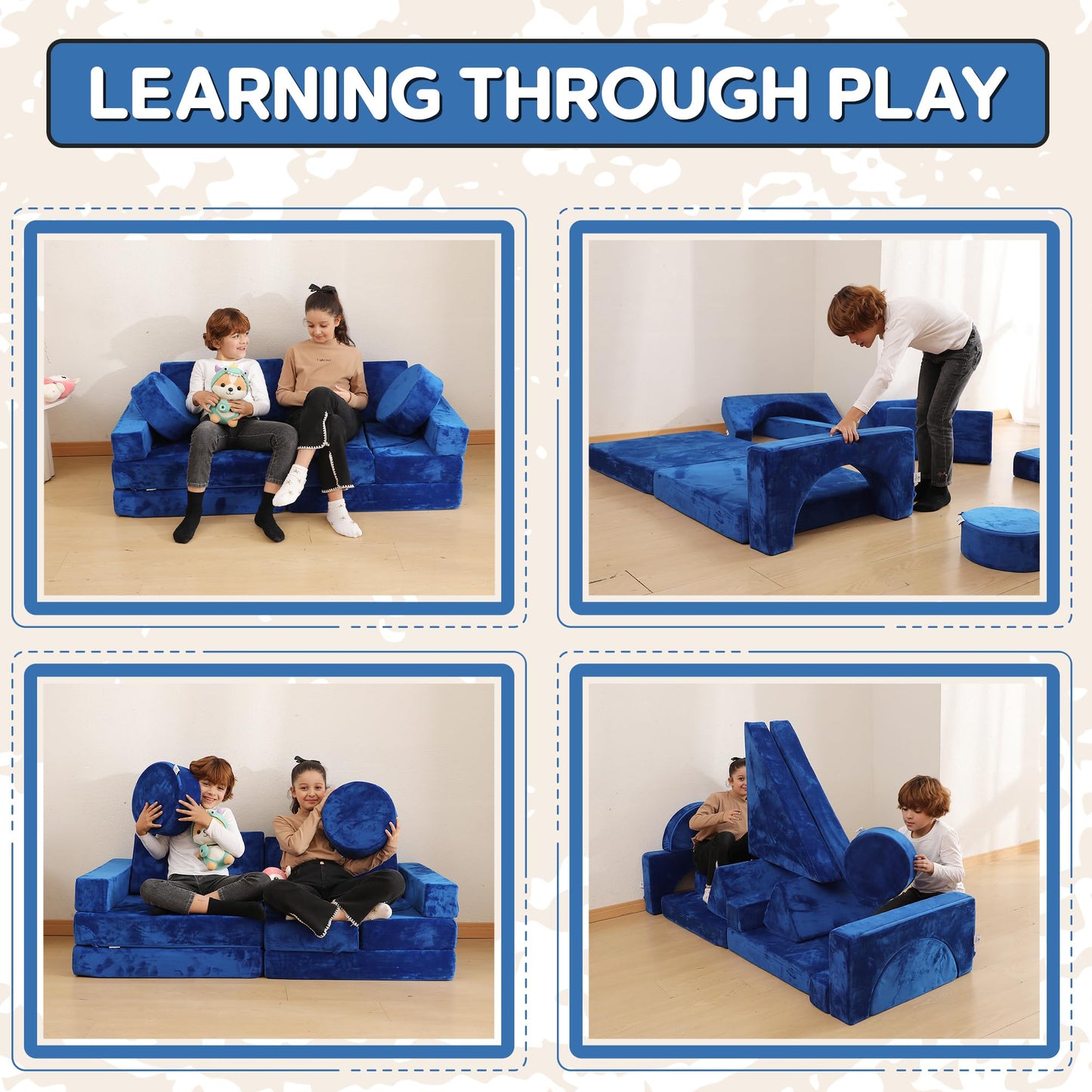 14 PC Kids Modular Play Couch Set