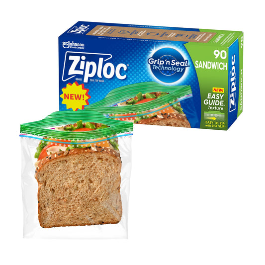 Ziploc® Brand Sandwich Bags - 5.88" Width x 6.50" Length - Clear - 90/Box - 90 Per Box - Sandwich, Food