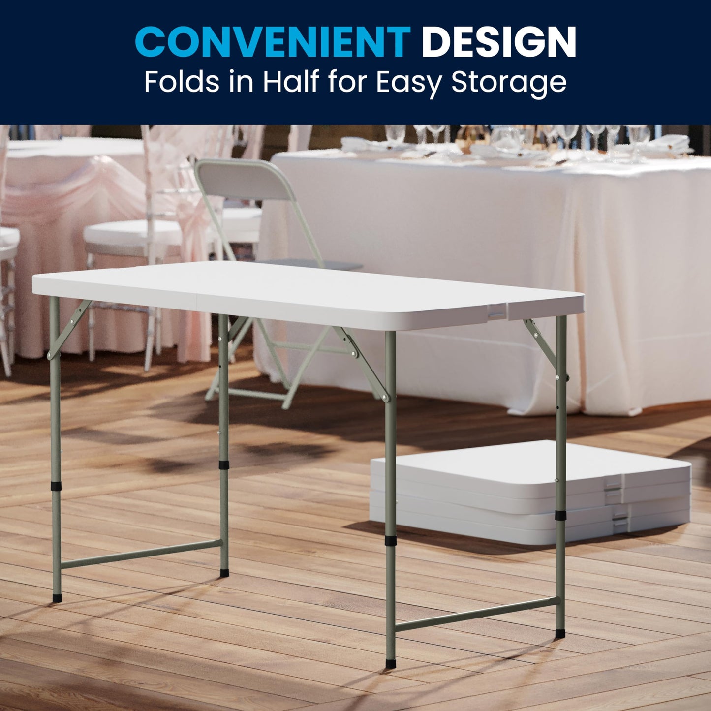 4' Folding Event Table with Adjustable Legs