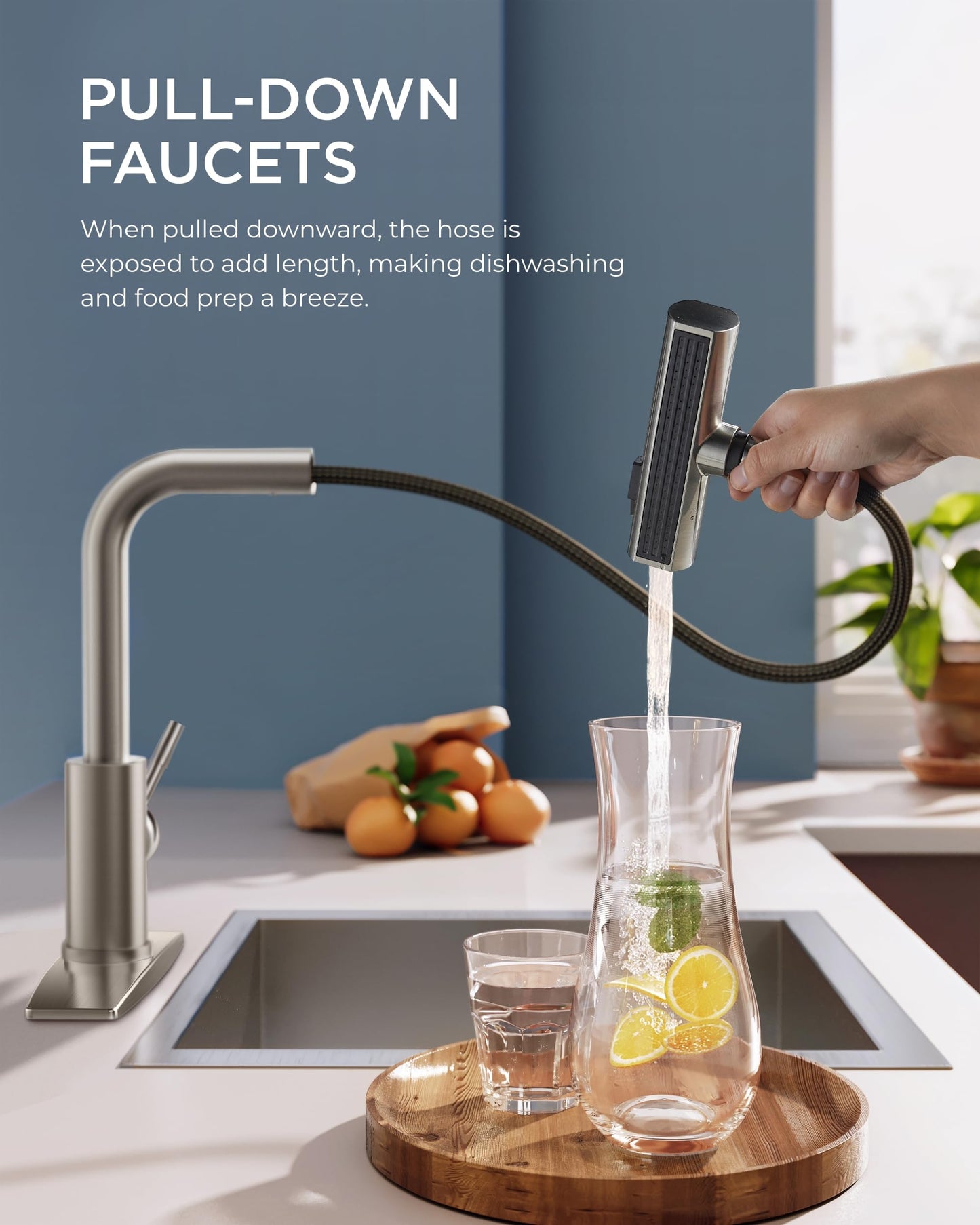 FORIOUS Brushed Nickel Kitchen Faucet with Sprayer